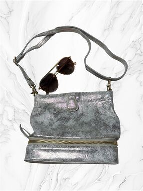 Miss Albright Leather Crossbody Box Bottom Metallic Handbag
